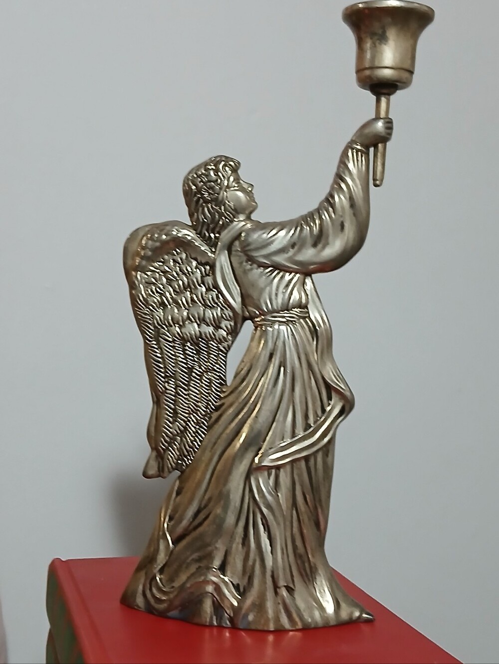 Vintage Angel Candle Holder Silver Plated Sculpture